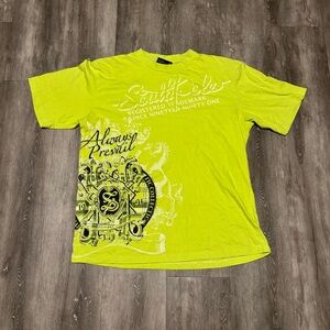 Vintage Y2K SouthPole Size L Mens Always Prevail Lime Green Graphic T-shirt